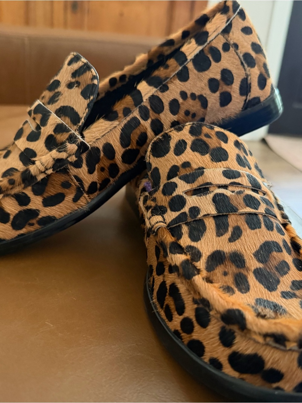 H & M Leopard Print Moccasin Loafers - Brown/Black
